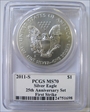 2011-S $1 Silver Eagle 25th Anniversary Set First Strike MS70