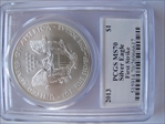 2013 $1 Silver Eagle First Strike MS70