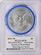 2011-W $1 Burnished Silver Eagle Mint Engraver Series FS Mercanti Signature SP70
