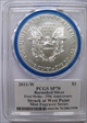 2011-W $1 Burnished Silver Eagle Mint Engraver Series FS 25th AnnMercanti Signature SP70