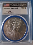 2012-W $1 Burnished Silver Eagle Mint Engraver Series Mercanti Signature SP70