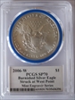 2006-W $1 Burnished Silver Eagle Mint Engraver Series Mercanti Flag Signature SP70