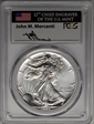 1990 $1 Silver Eagle Mint Engraver Series Mercanti Flag MS70