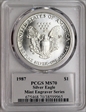 1987 $1 Silver Eagle Mint Engraver Series Mercanti MS70