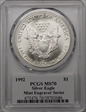 1992 $1 Silver Eagle Mint Engraver Series Mercanti MS70