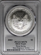 2003 $1 Silver Eagle First Strike Mint Engraver Series Mercanti MS70