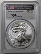 2015 $1 Silver Eagle Mint Engraver Series Mercanti Flag Signature MS70