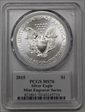 2015 $1 Silver Eagle Mint Engraver Series Mercanti Flag Signature MS70