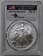2005 $1 Silver Eagle Mint Engraver Series Mercanti Flag Signature MS70