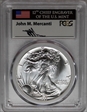 1987 $1 Silver Eagle Mint Engraver Series FS Mercanti Flag MS70
