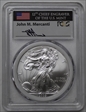 2009 $1 Silver Eagle Mint Engraver Series Mercanti Flag Signature MS70