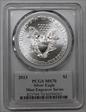 2013 $1 Silver Eagle Mint Engraver Series Mercanti Flag Signature MS70