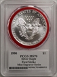 1990 $1 Silver Eagle Mint Engraver Series First Strike Mercanti Flag MS70