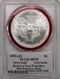 1992-(S) $1 Silver Eagle Struck at San Francisco FS Mercanti Mint Engraver MS70