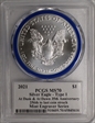 2021 $1 Silver Eagle - Type 1 At Dusk & At Dawn 35th Anniv. Mint Eng. Mercanti F MS70