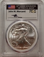 2014 $1 Silver Eagle Mint Engraver Series Mercanti Flag Signature MS70