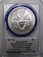 2017-W $1 Burnished Silver Eagle Mint Engravers Series FDI Denver Mercanti SP70