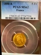1856-A 5 Fr Gad-1001 F-179 Or MS62