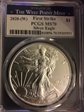 2020-(W) $1 Silver Eagle Struck at West Point First Strike MS70