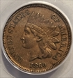 1860 1C Pointed Bust AU55