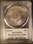 2012-W $1 Burnished Silver Eagle Premier First Edition 1 of 1,000 SP70