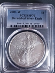 2007-W $1 Burnished Silver Eagle SP70