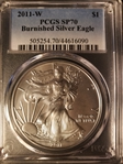 2011-W $1 Burnished Silver Eagle SP70
