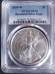 2020-W $1 Burnished Silver Eagle SP70