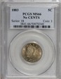 1883 5C No CENTS MS66