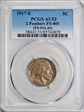 1917-S 5C 2 Feathers, FS-401 AU53