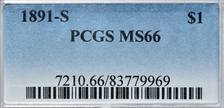 1891-S $1 MS66