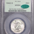 1942-S 25C MS64