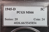 1945-D 5C MS66