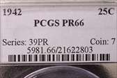 1942 25C PR66