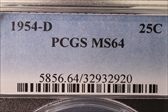 1954-D 25C MS64