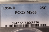 1950-D 25C MS65