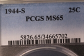 1944-S 25C MS65