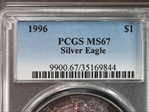1996 $1 Silver Eagle MS67
