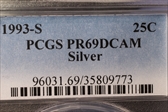 1993-S 25C Silver PR69DCAM