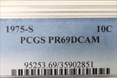 1975-S 10C PR69DCAM