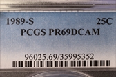 1989-S 25C PR69DCAM