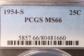 1954-S 25C MS66