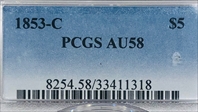 1853-C $5 AU58