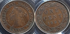 1891 1C Small Date, Small Leaves AU53BN