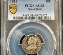 1814 10C Small Date AG3