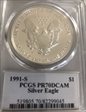 1991-S $1 Silver Eagle Mercanti Signature PR70DCAM