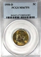 1950-D 5C MS67FS