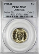 1938-D 5C Jefferson MS67