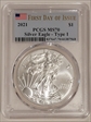 2021 $1 Silver Eagle - Type 1 First Day of Issue MS70