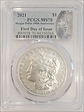 2021 $1 Morgan Dollar 100th Anniversary First Day of Issue MS70